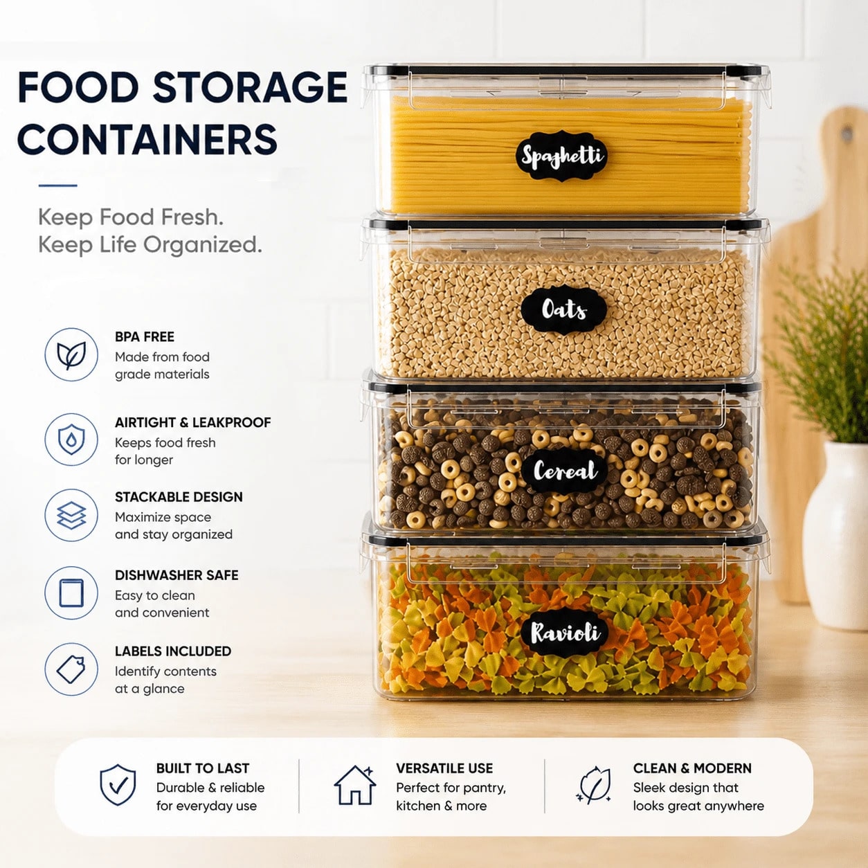8PCS Airtight Food Storage Con - огляд і ціна Snacks Food Labels